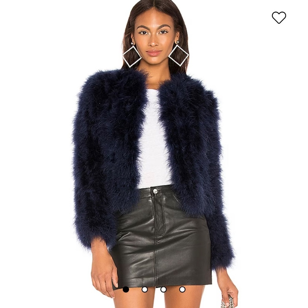 Lamarque Feather Jacket,  Dark Blue, Size Small